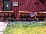 Gn15 Narrow Gauge Three Unpainted Ore Tipper Wagons with wheels