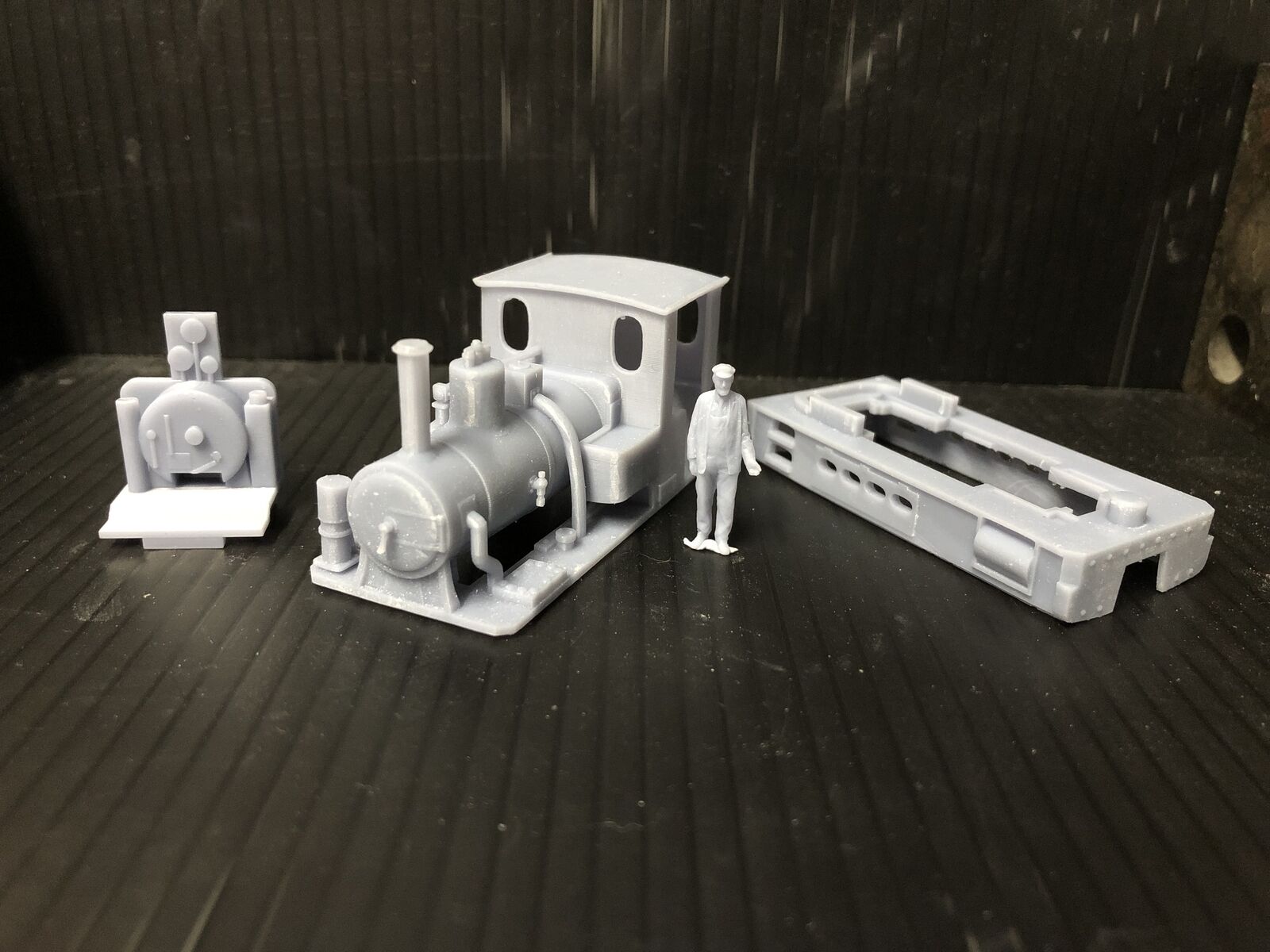 OO9 narrow gauge Andrew Barclay Douglas steam locomotive body kit to fit a Kato 11-109 chassis, shown with cab interior detail