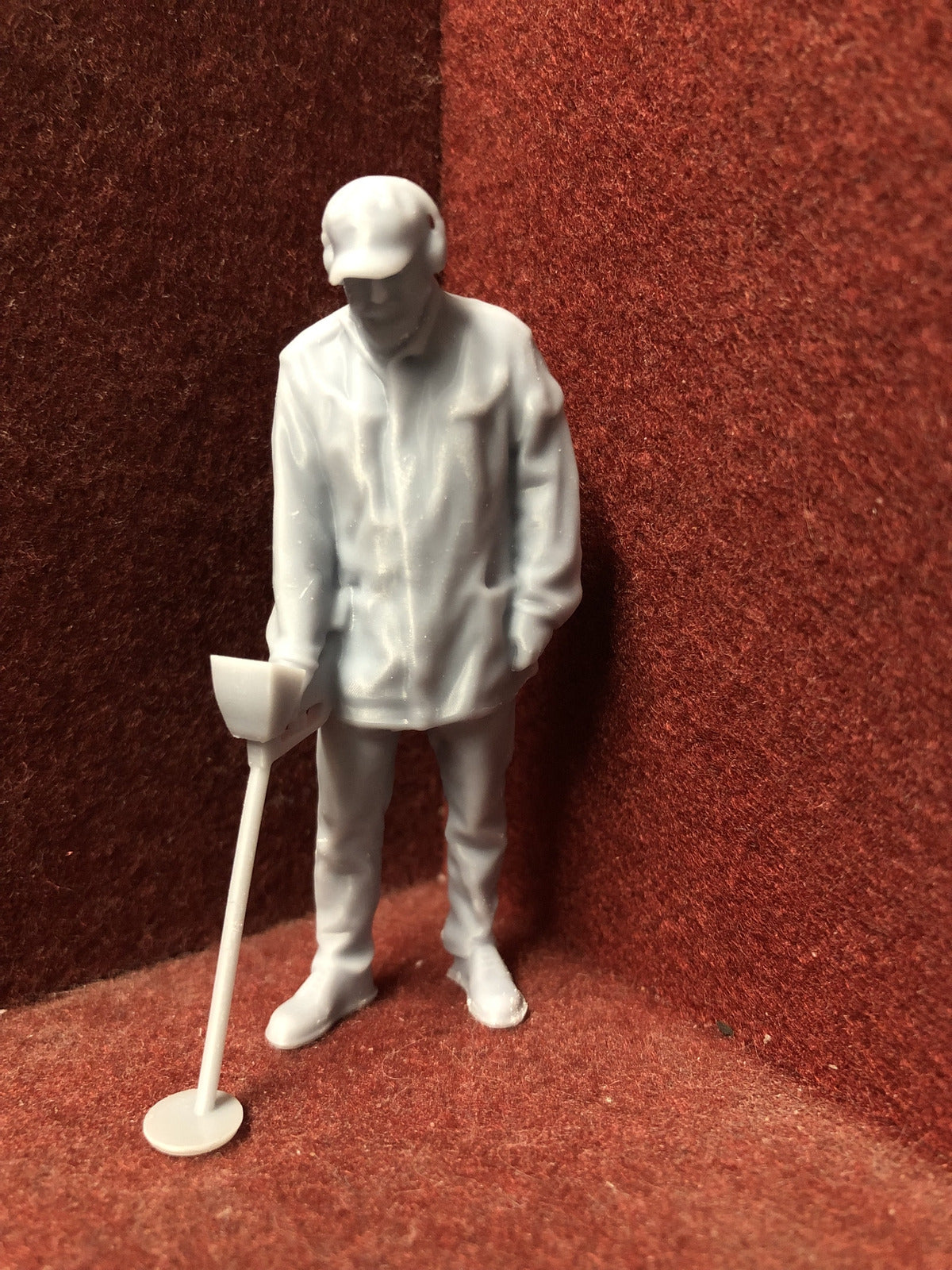G scale and GN15 metal detectorist figure, 3D scanned from a real person for model railway layouts
