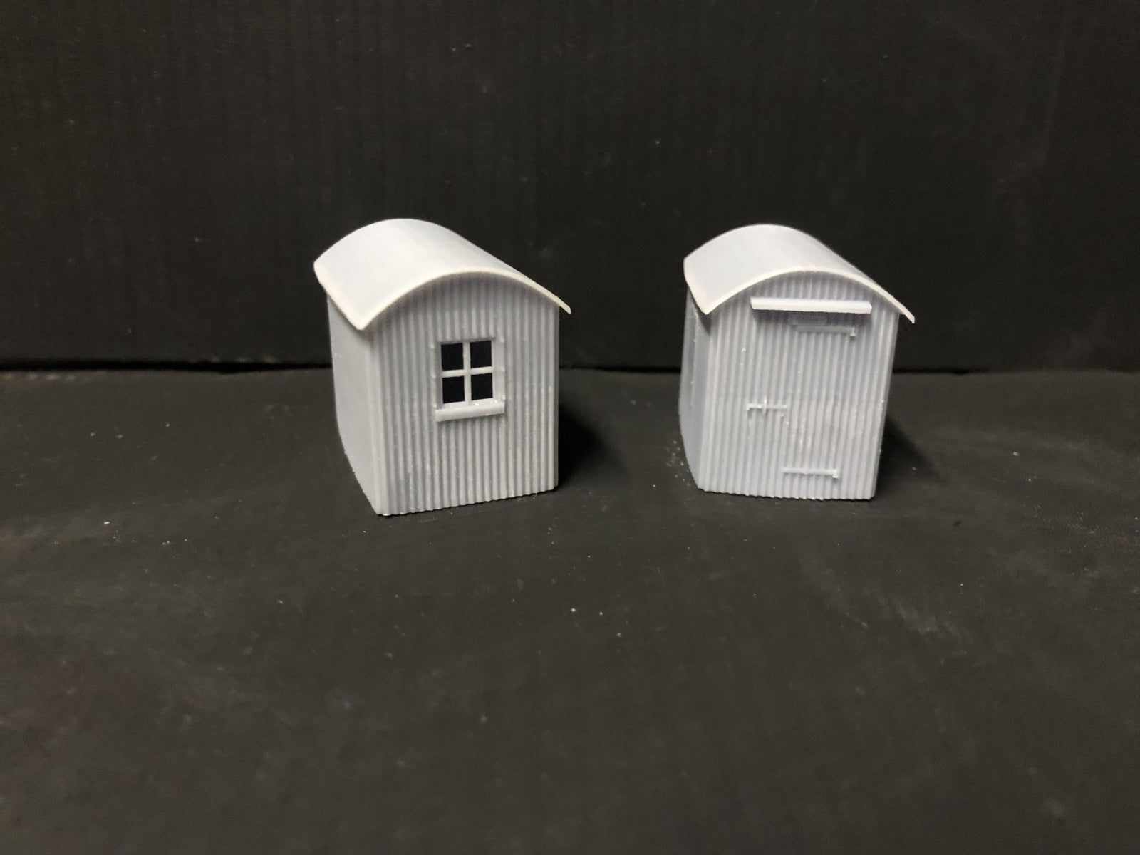 OO9/OO/HO scale model railway kit of two Buckfastleigh-style lamp huts with laser-cut window glazing