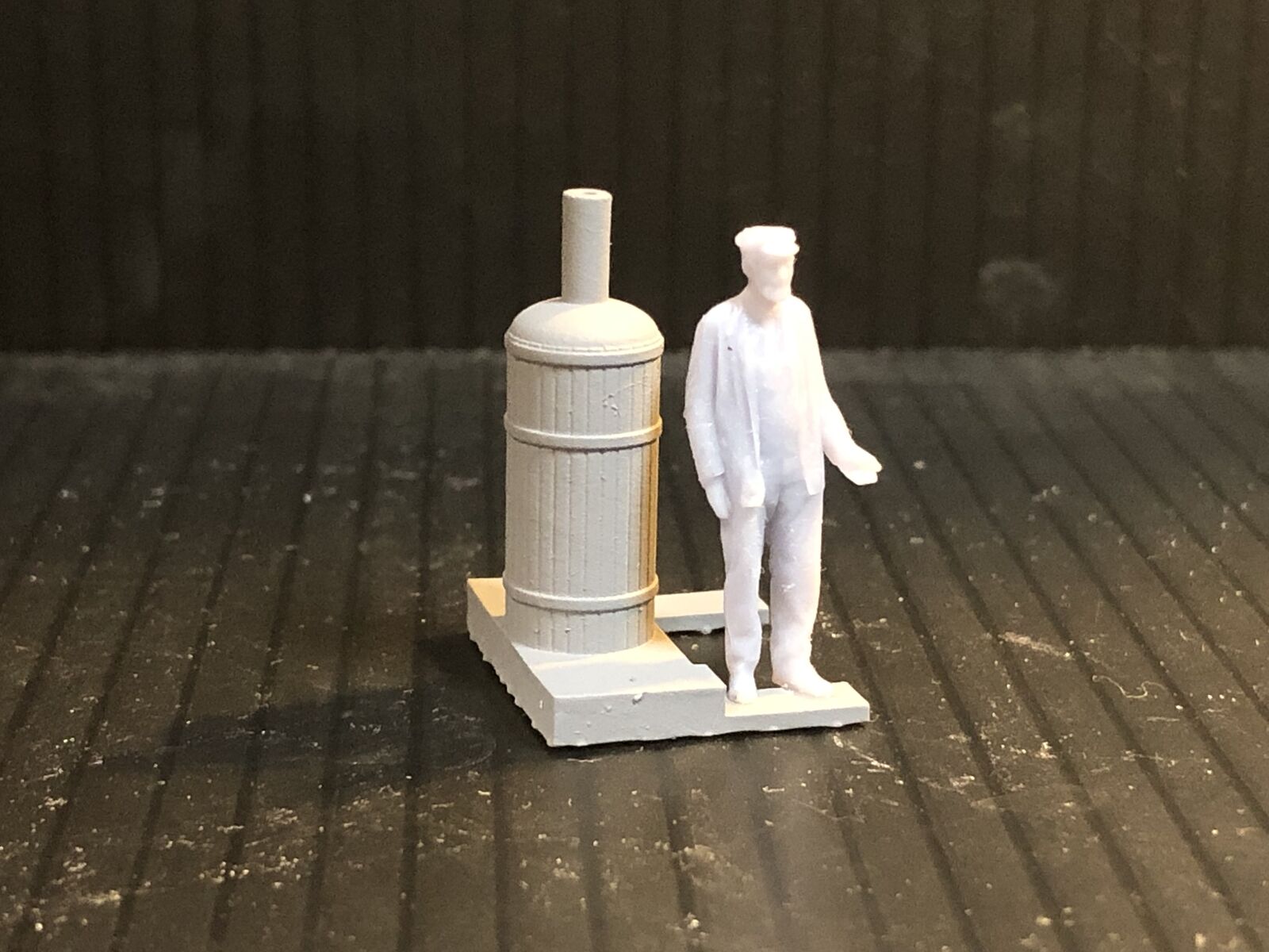 OO9 narrow gauge Atkinson-Walker steam railcar loco body kit for Kato 11-109 chassis, shown unpainted in high-detail resin