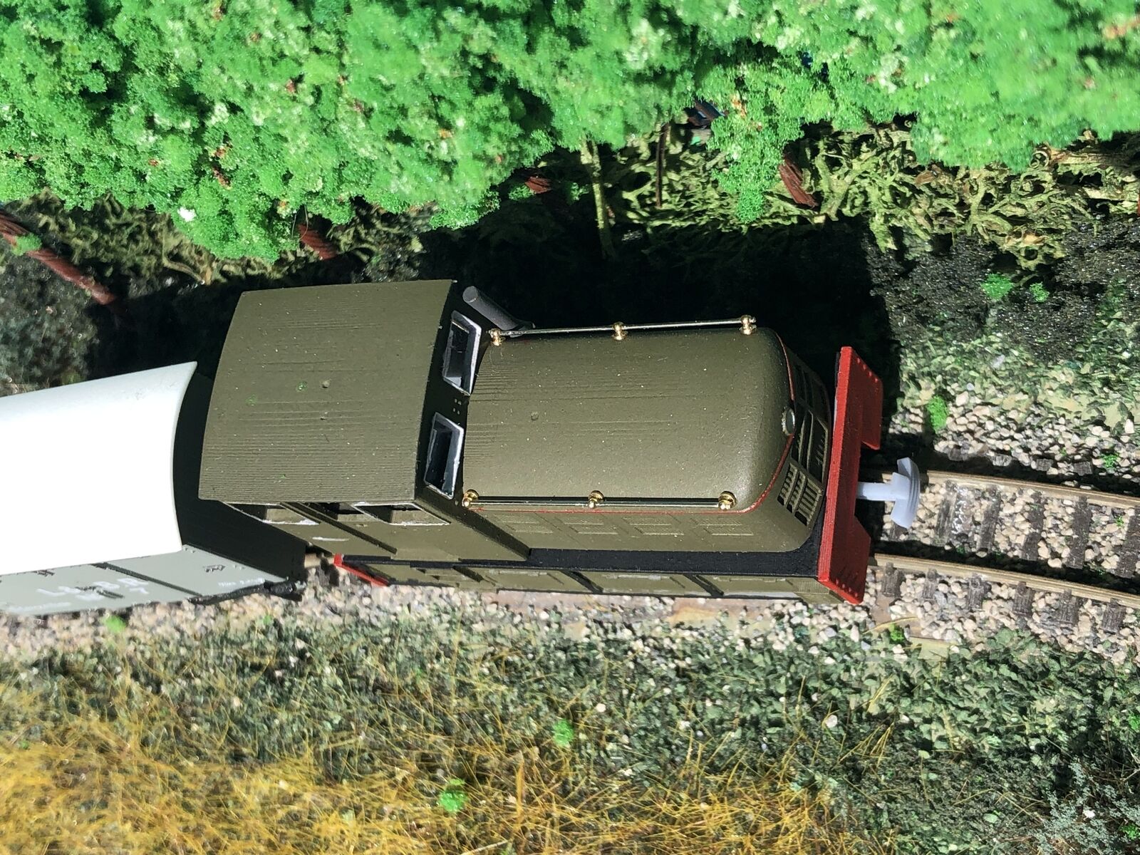 OO9 narrow gauge Fowler MFP No.4 style diesel locomotive kit body shown fitted to a Kato 11-109 motor bogie chassis