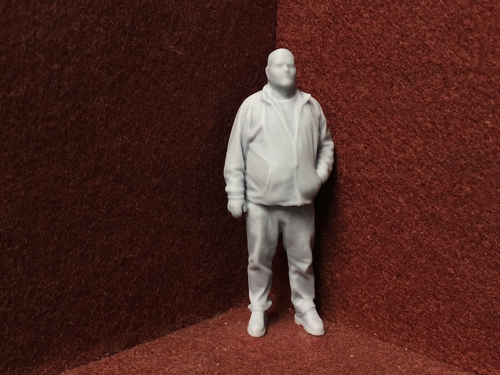 Unpainted G-scale 1:22.5 driver figure model for GN15 narrow gauge layouts, 3D scanned from a real person