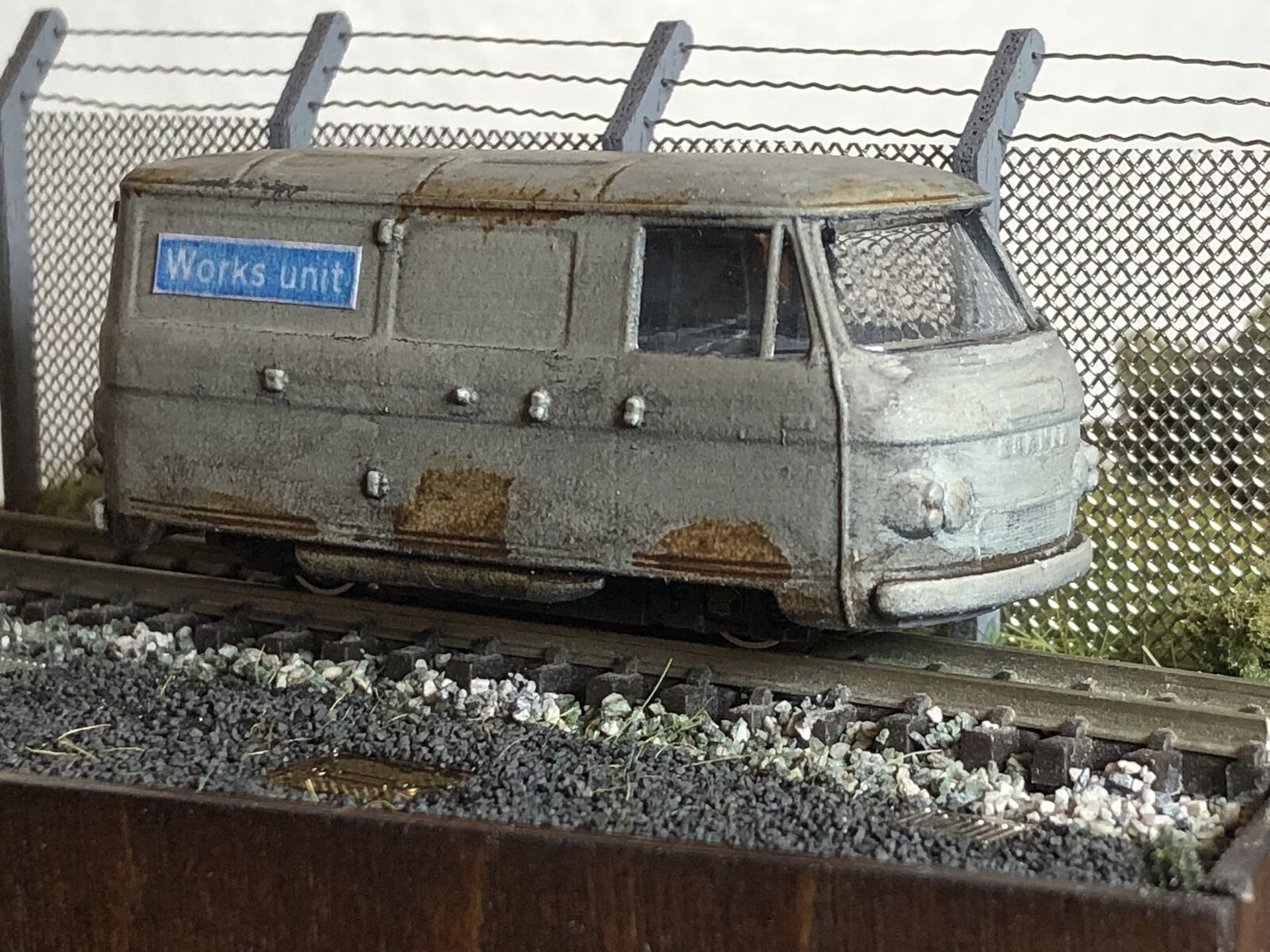 OO9 narrow gauge Commer van railcar kit body designed to fit a shortened KATO 109 chassis for 4mm scale model railways