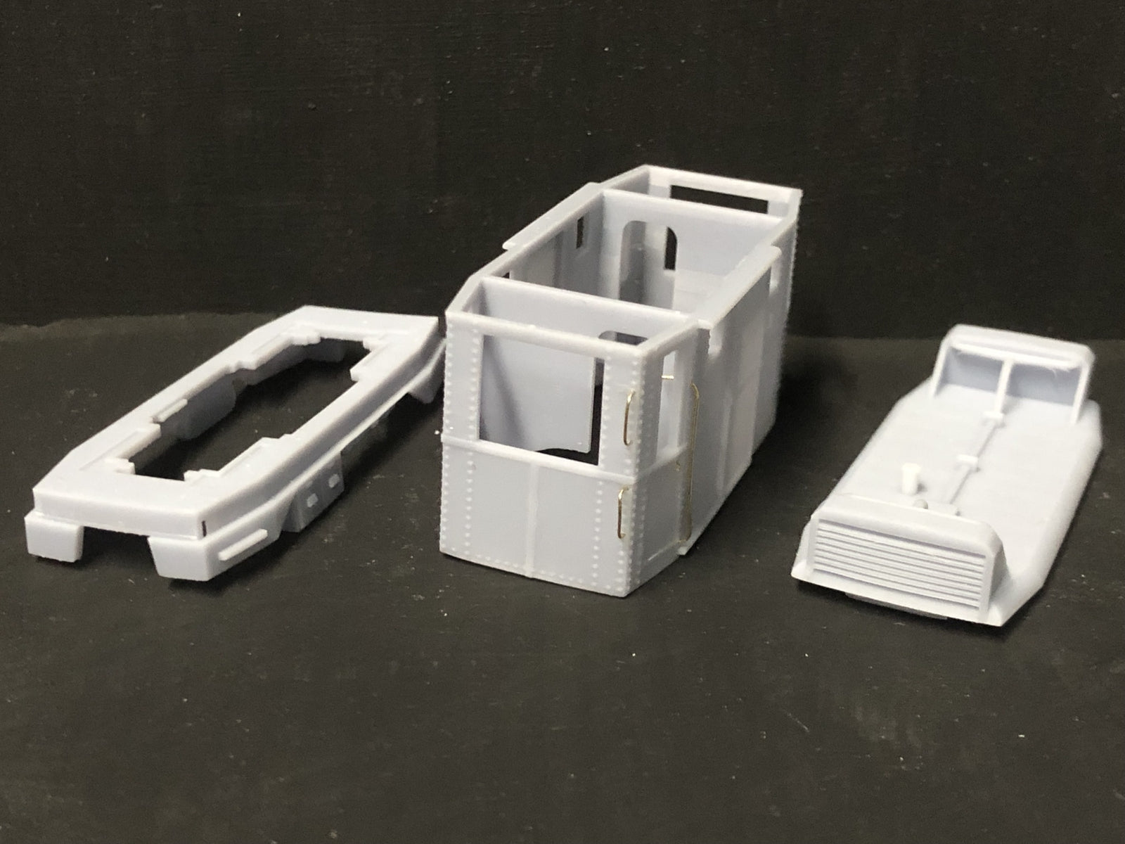 OO9 Ganz DMOT narrow gauge diesel locomotive body kit for Kato 11-109 chassis shown in side view