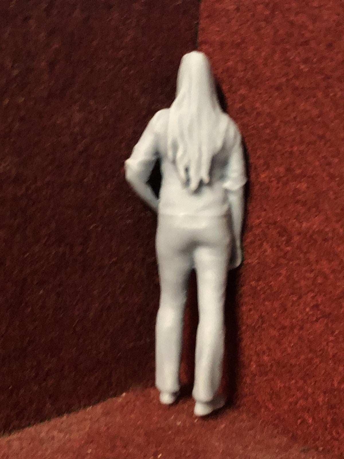 Unpainted 3D-scanned female figure for G scale 1:22.5 or GN15 model railways, approx 75mm tall, shown ready for detailing