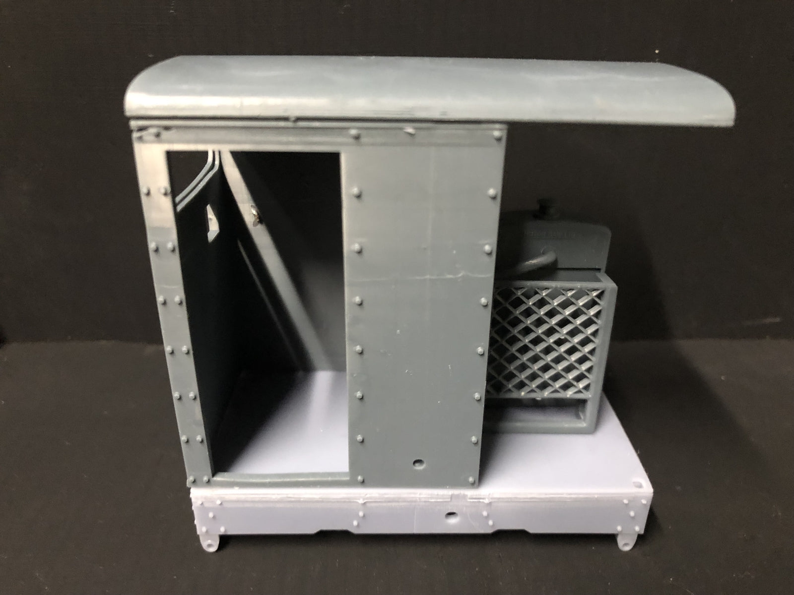 GN15 Simplex caravan diesel loco kit in G scale for 00 gauge track, shown on a Tenshodo spud motor bogie chassis