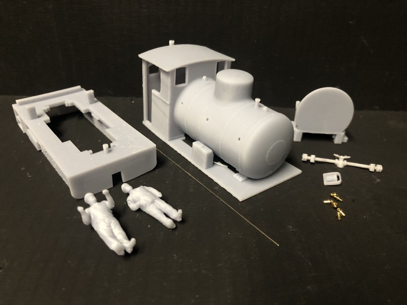 OO9 narrow gauge WG Bagnall fireless locomotive body kit for Kato 11-109 chassis shown in side view