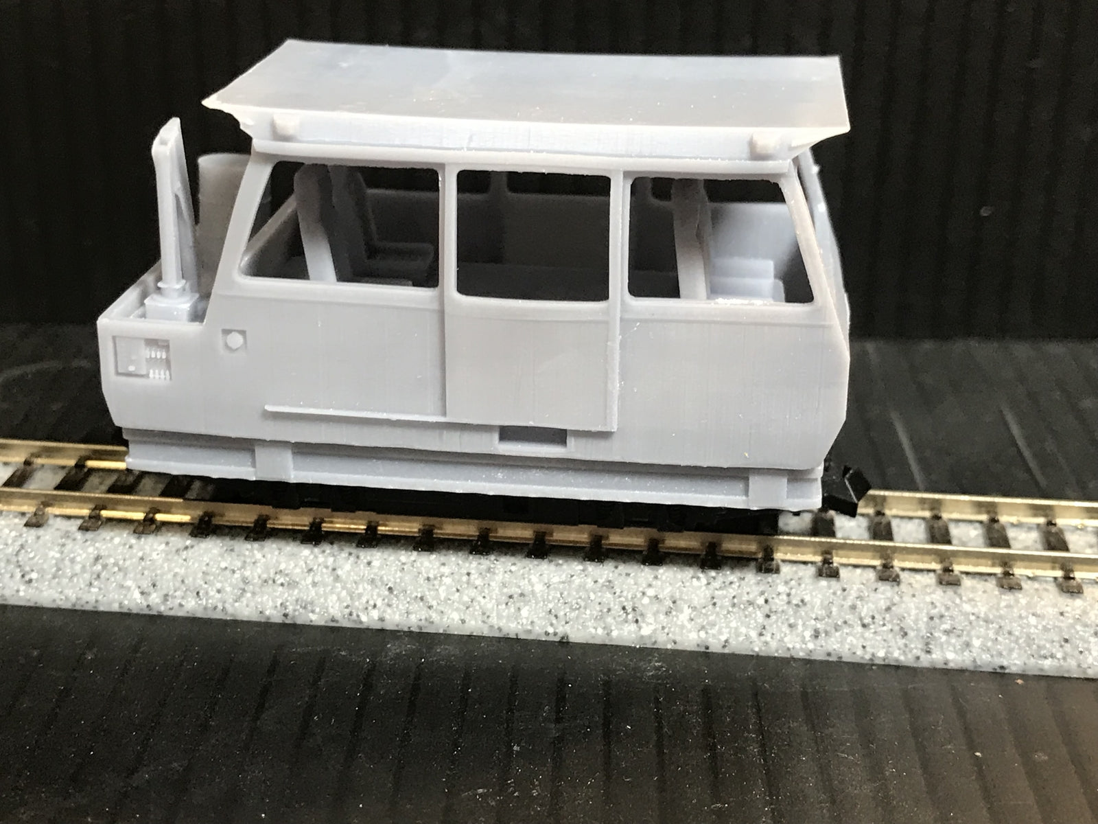 Unpainted OO9 narrow gauge Wickham inspection car body kit with interior and service load for Kato 11-109 chassis