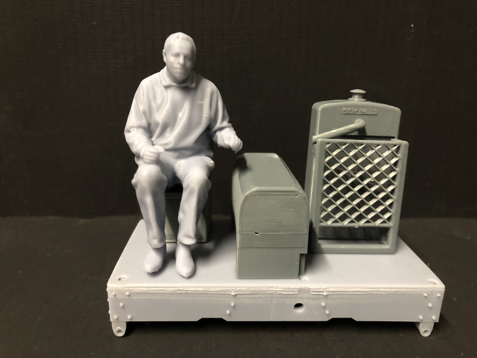 Unpainted GN15 Simplex caravan diesel loco kit in G scale for 00 track, shown on a Tenshodo spud-style motor bogie chassis