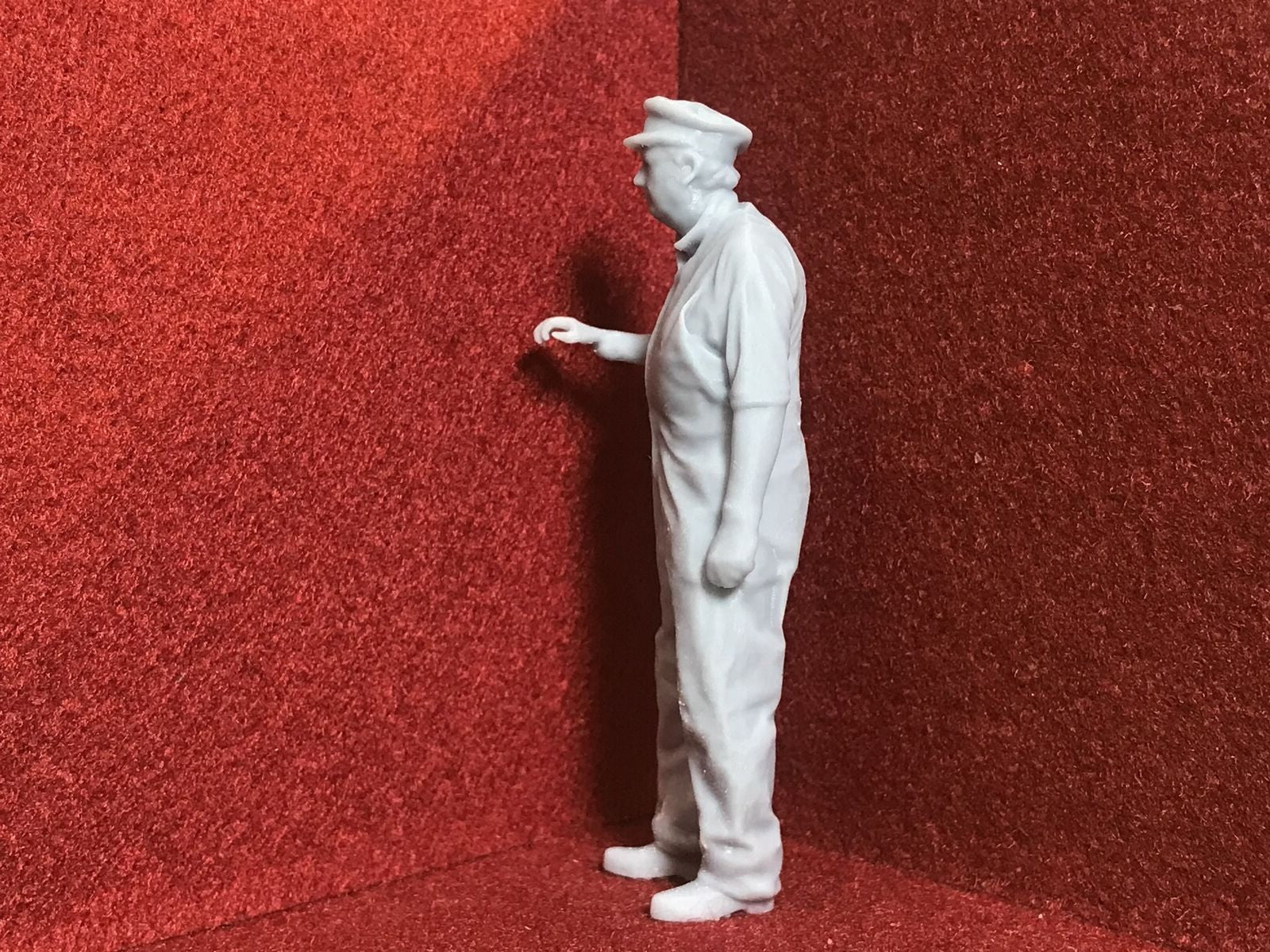 G scale 1:22 driver figure in overalls for GN15 or garden railway layouts, 3D scanned from a real person
