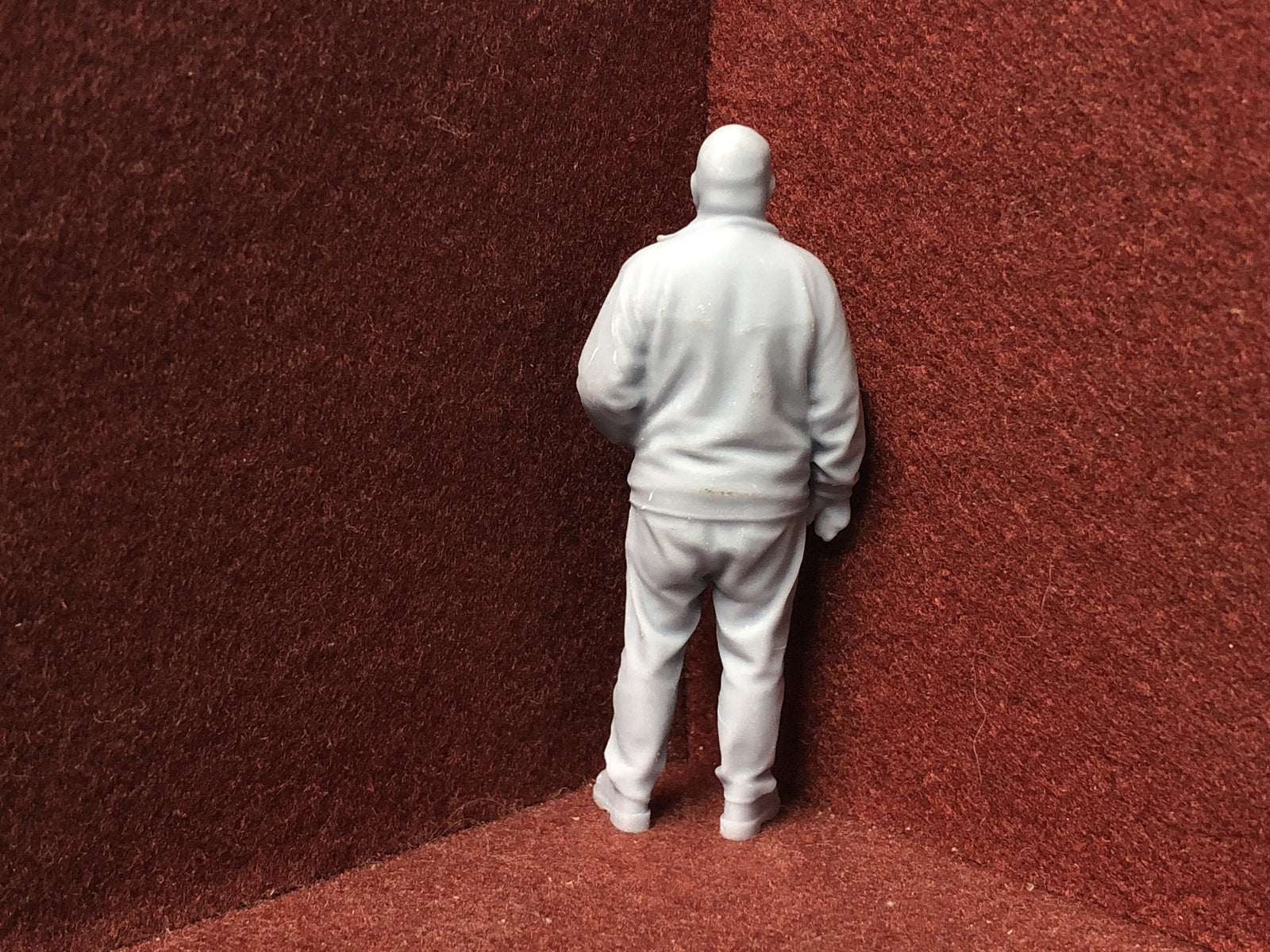 Unpainted G-scale 1:22.5 driver figure model for GN15 narrow gauge layouts, 3D scanned from a real person.