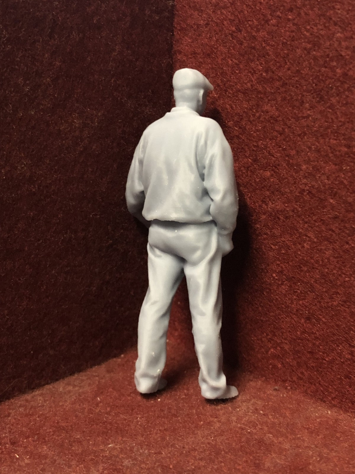 Unpainted G-scale 1:22.5 male figure model, 3D scanned from a real person, suitable for GN15 narrow gauge layouts