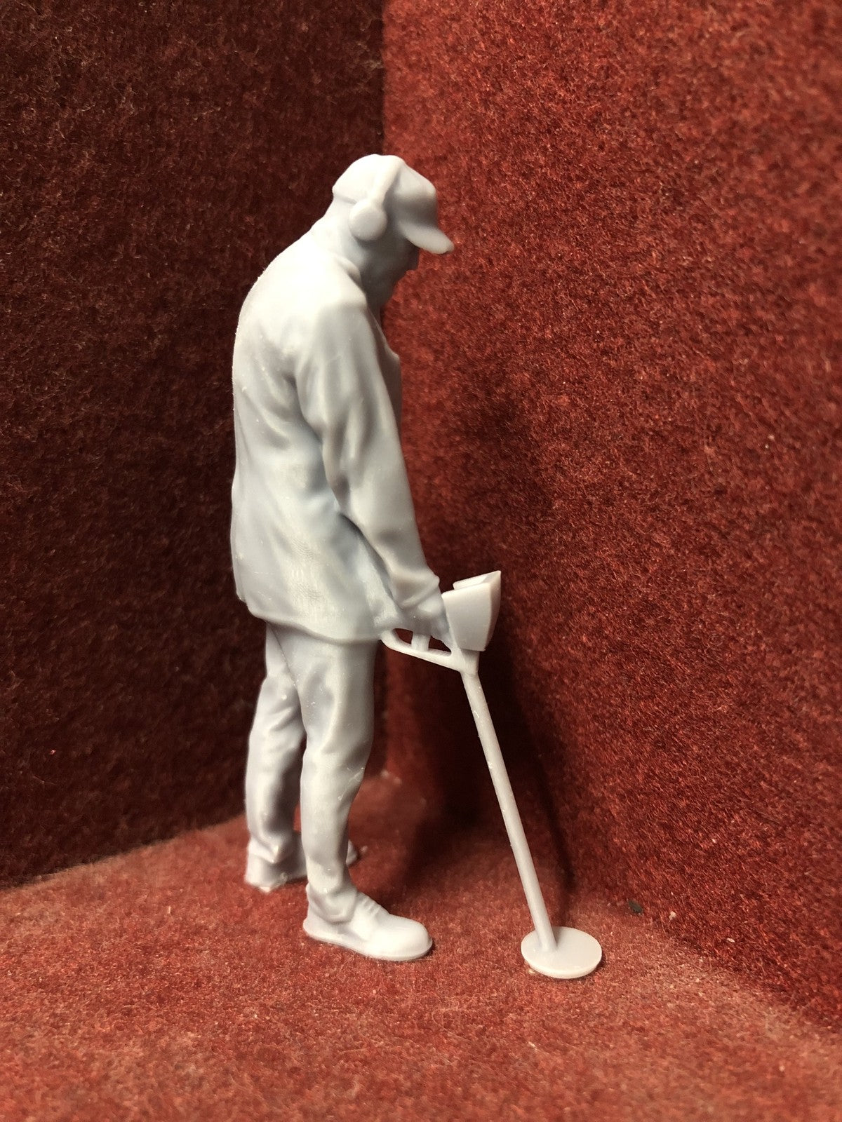 G scale and GN15 metal detectorist figure, 3D scanned from a real person for realistic detail in model railway scenes