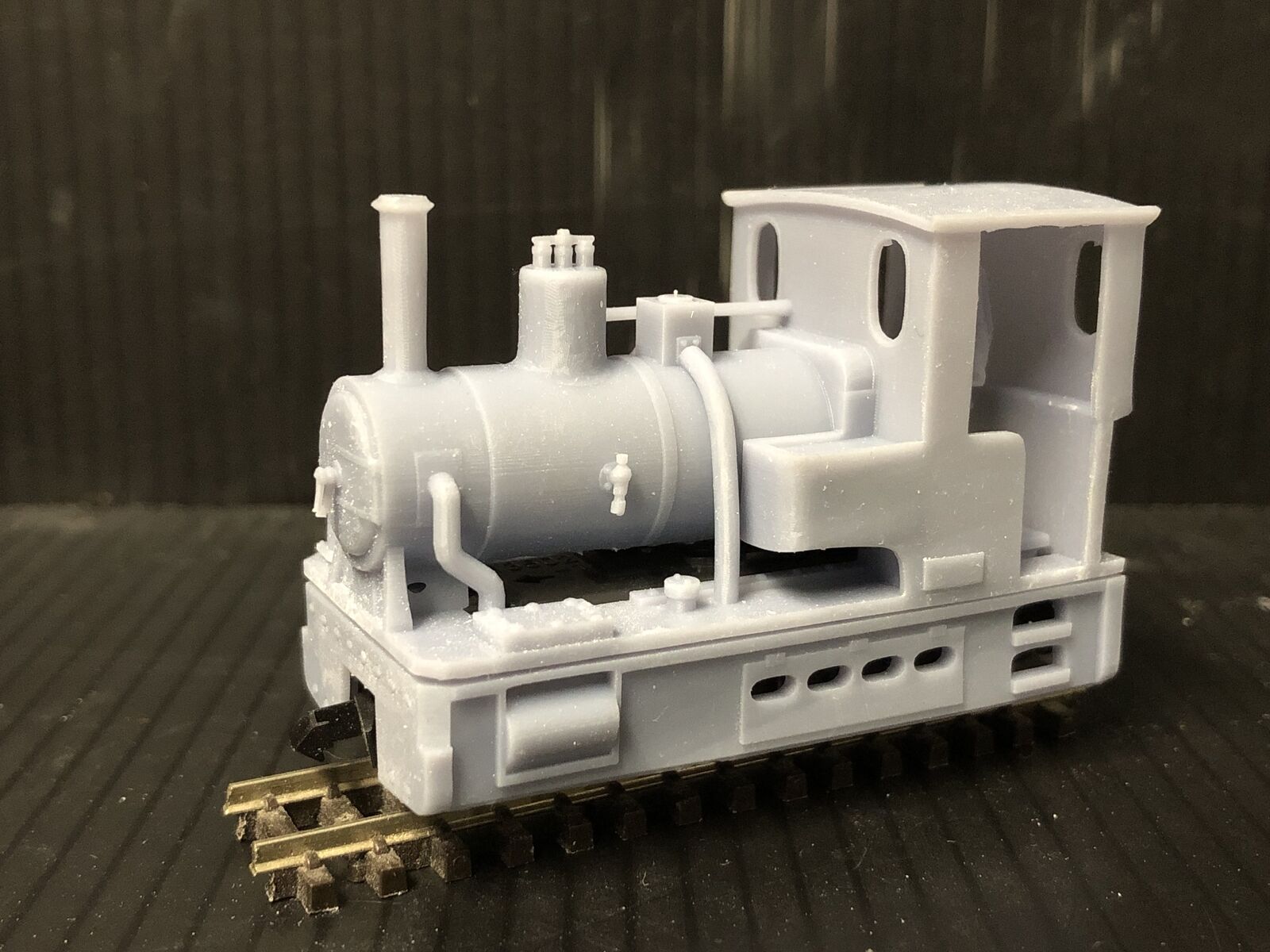 OO9 narrow gauge Andrew Barclay Douglas steam locomotive body kit designed to clip onto a Kato 11-109 motor bogie chassis