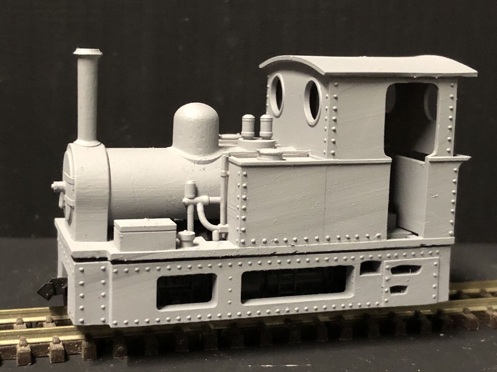 OO9 narrow gauge WG Bagnall Rye and Camber steam locomotive kit body shown fitted to a Kato 11-109 motor bogie chassis
