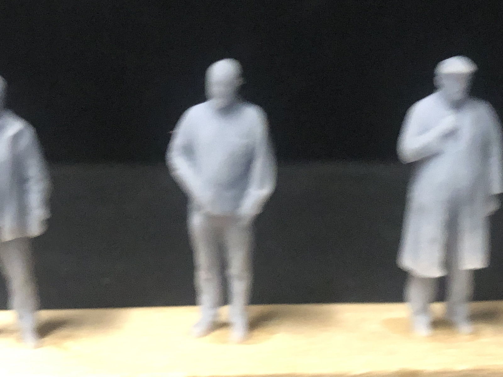 Set of six unpainted 1:76 scale OO9/OO/HO resin railway figures in assorted poses, ready for priming and painting.