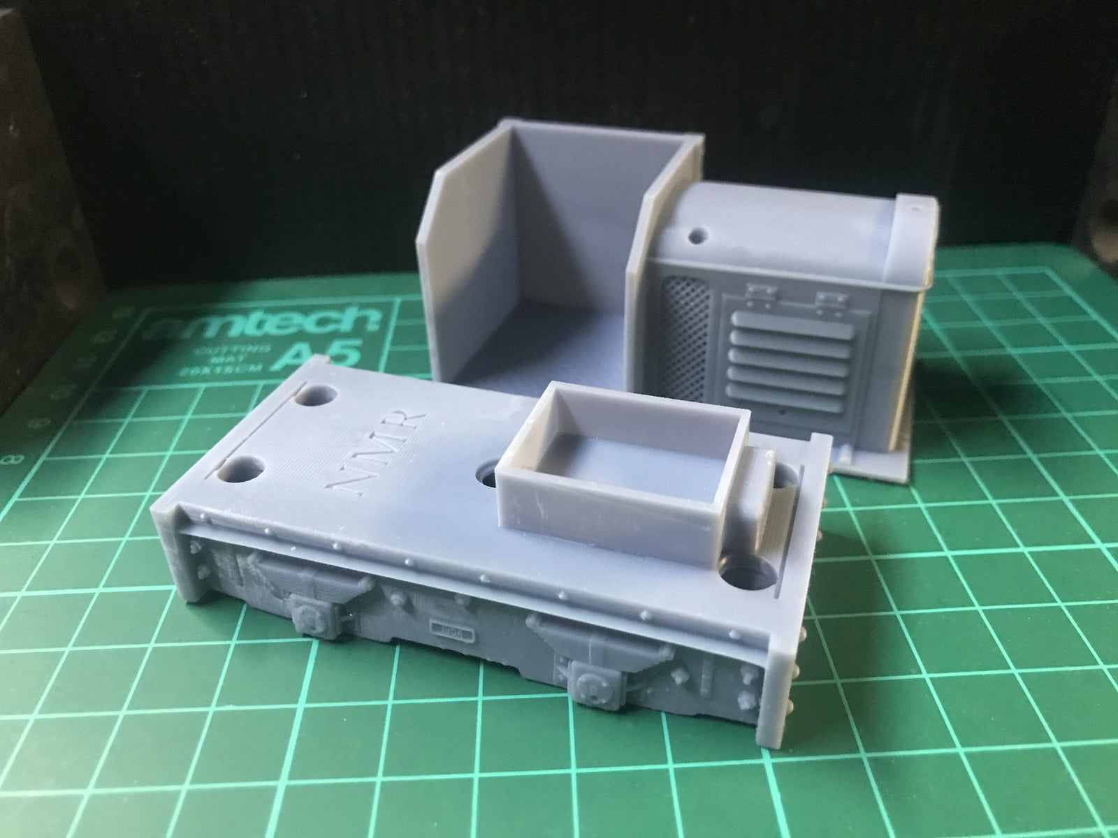 GN15 Lady Elsa side-seat diesel critter locomotive kit body shown for use with a Tenshodo motor bogie chassis