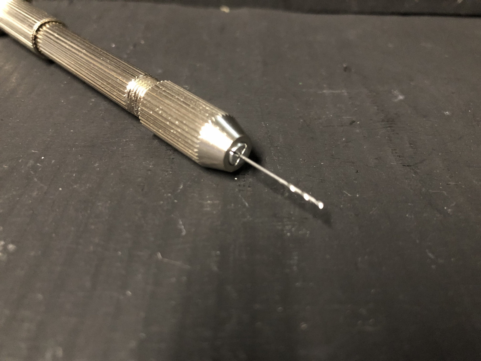 Micro HSS twist drill bit set with pin vice holder for precision model railway detailing, 0.3–1.6mm sizes in storage case