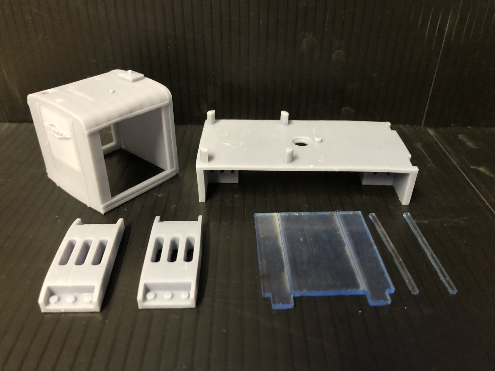 Unpainted GN15 Deutz single-cylinder diesel loco kit body for G-scale on 00 track, shown on a Tenshodo spud chassis