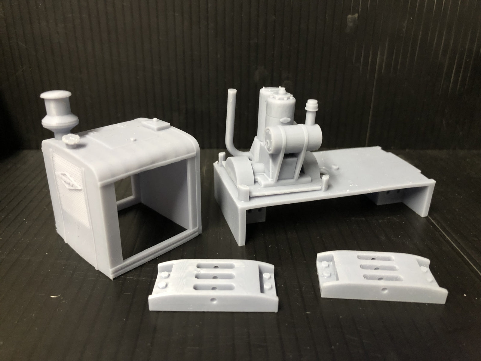 Unpainted GN15 Deutz single-cylinder diesel loco kit, G-scale body for 00 track, shown on a Tenshodo spud-style motor chassis