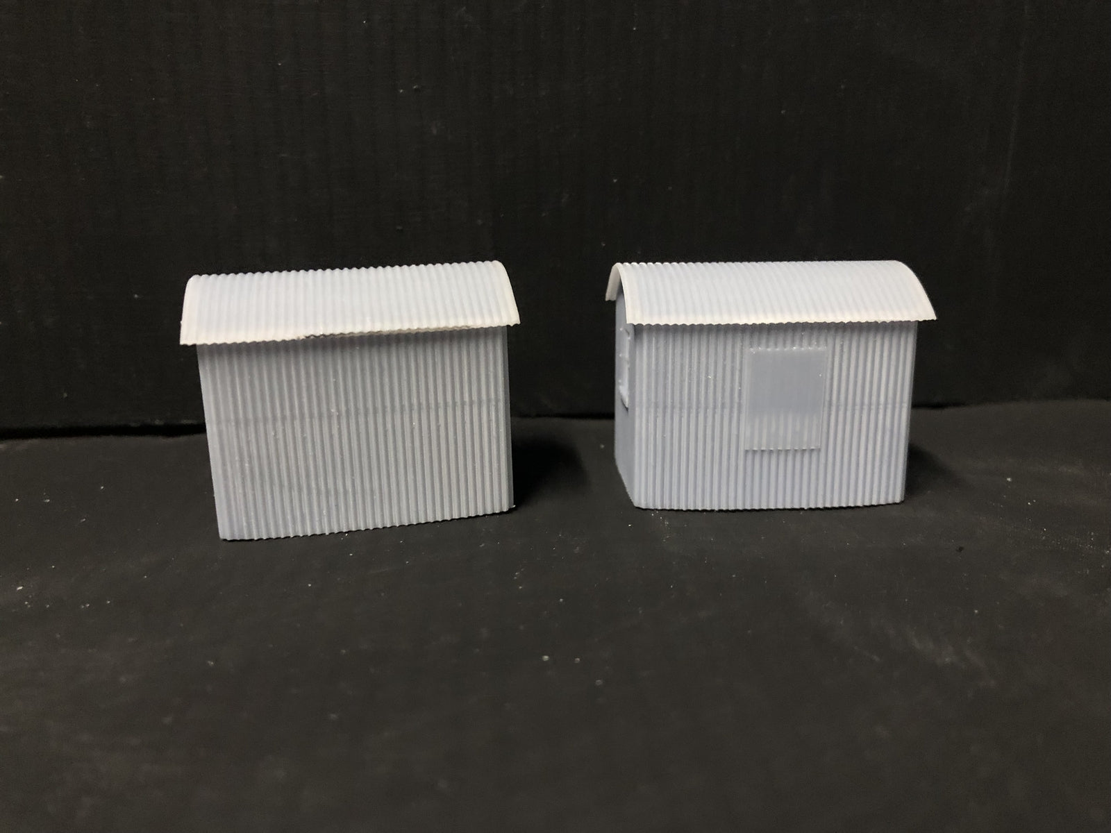 OO9/OO/HO scale model railway kit of two Buckfastleigh-style lamp huts with laser-cut window glazing