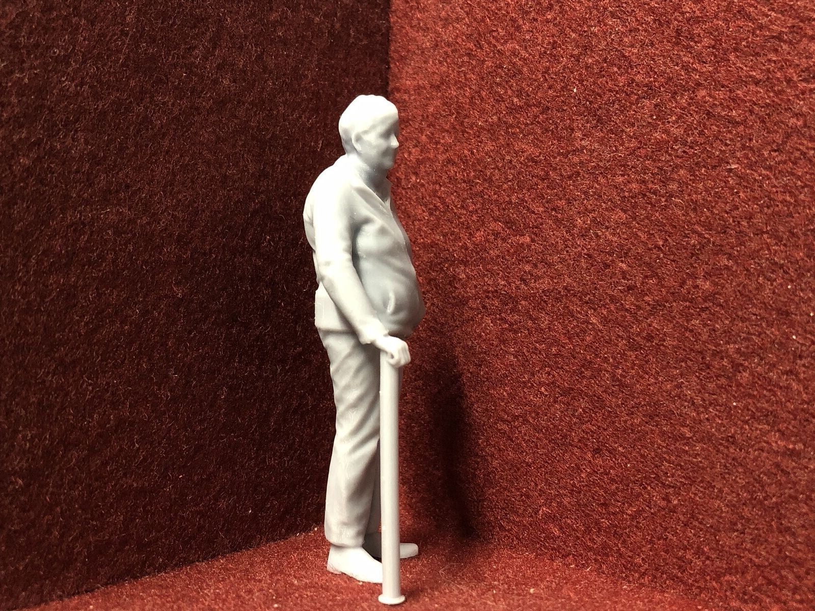 Unpainted G-scale 1:22 woman with walking stick figure for GN15 model railway layouts