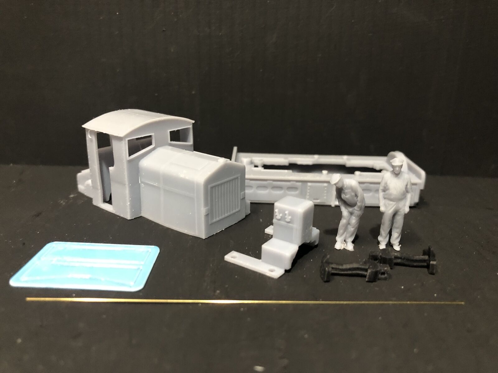 OO9 narrow gauge Armstrong Whitworth diesel loco body kit shown fitted to a Kato 11-109 chassis with separate cab detail parts