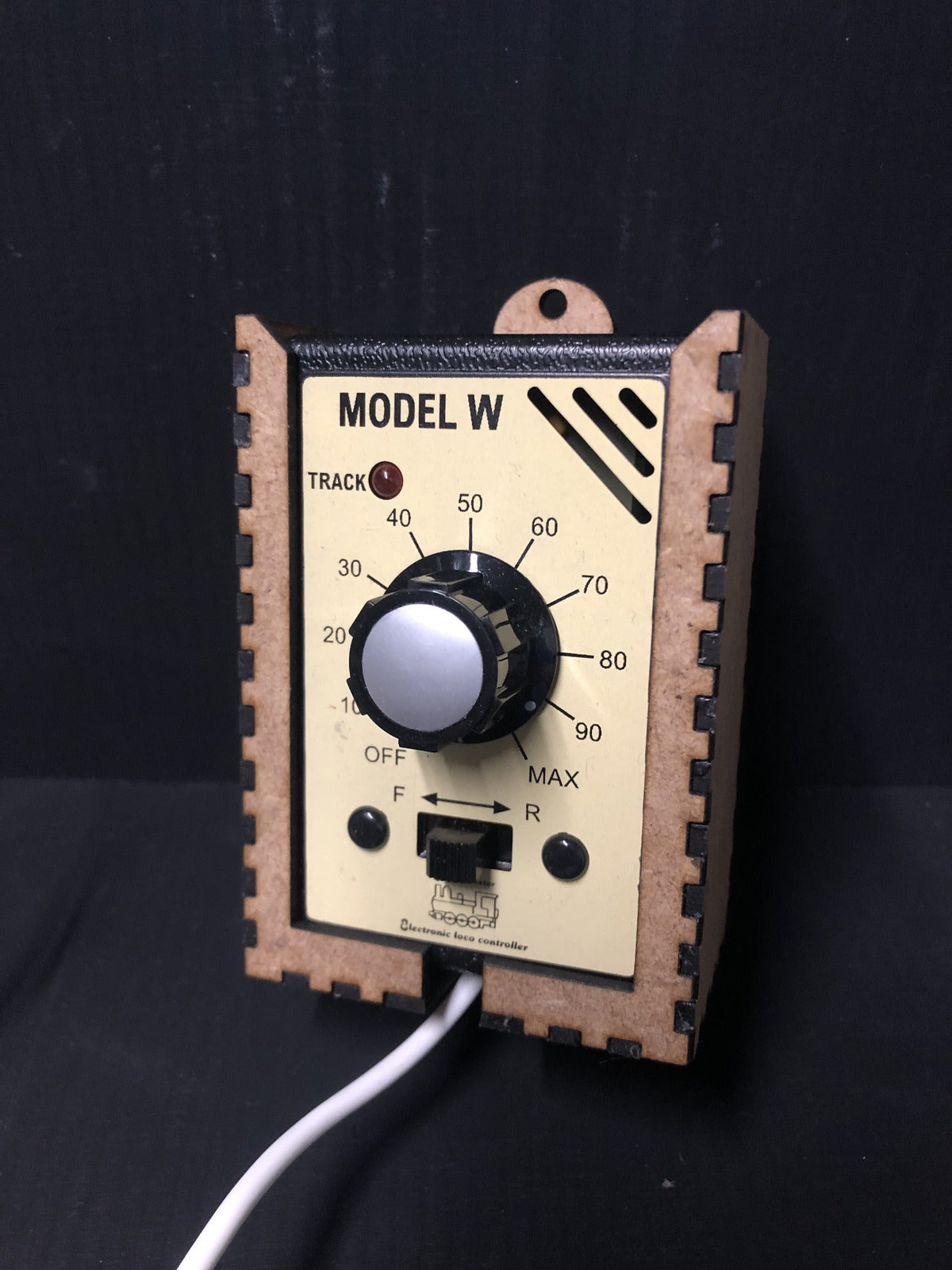 Laser-cut model railway caddy kit for a GMC-W walkabout controller, suitable for use with shelf and diorama layouts