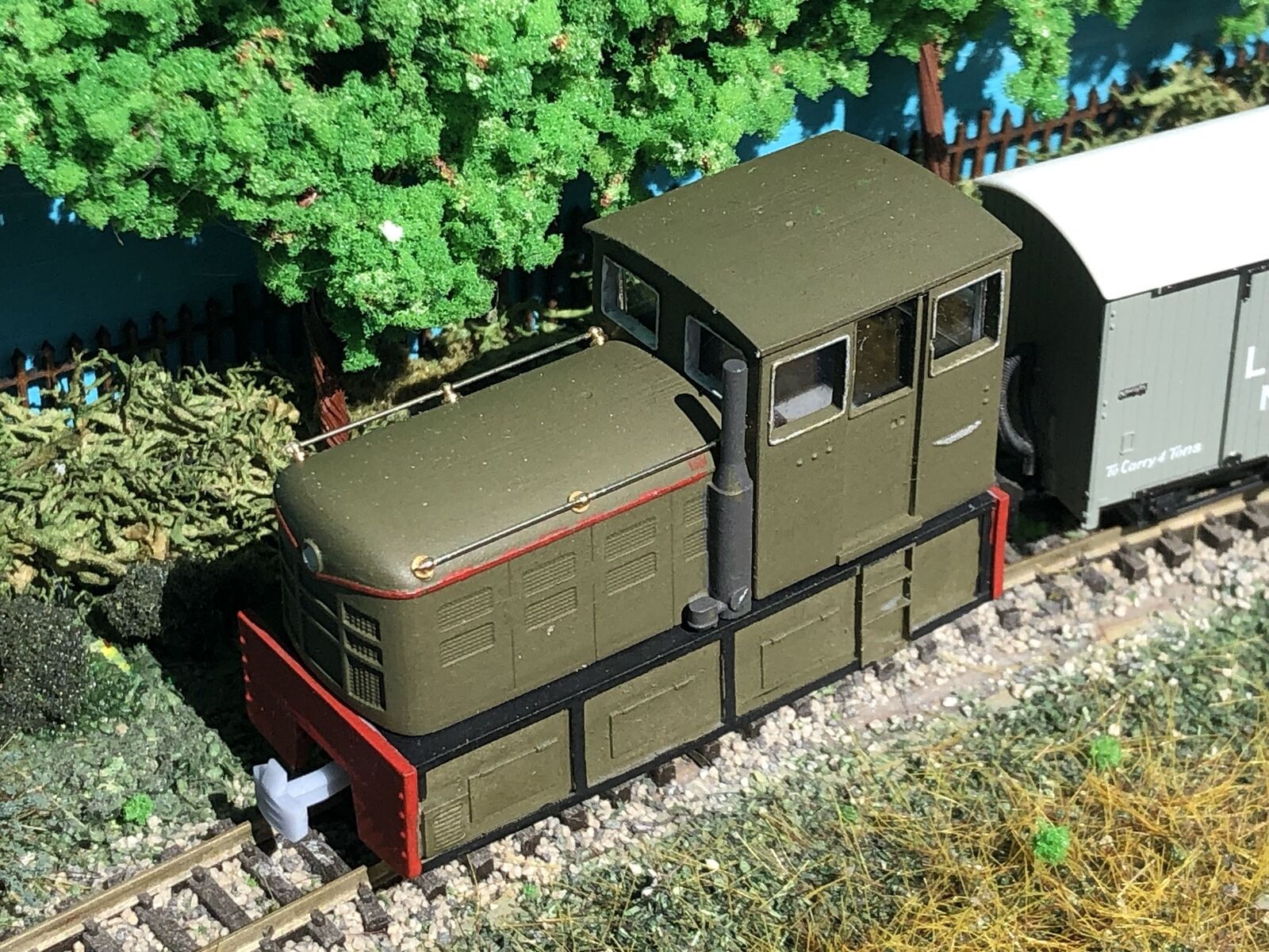 OO9 narrow gauge Fowler MFP No.4 diesel locomotive body kit shown fitted to a Kato 11-109 motor bogie chassis