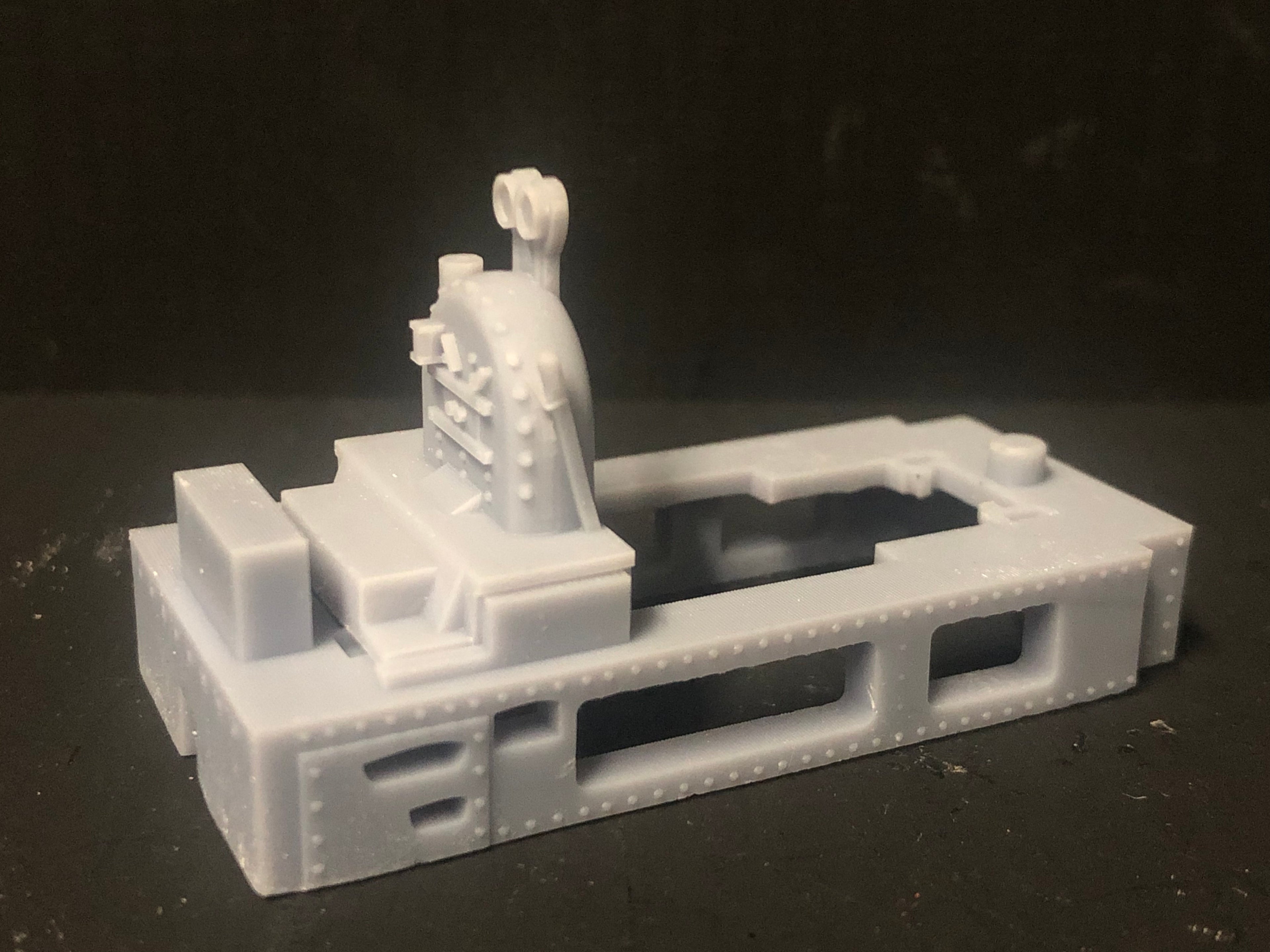 OO9 Kerr Stuart-inspired open cab steam locomotive kit body shown fitted to a Kato 11-109 narrow gauge chassis