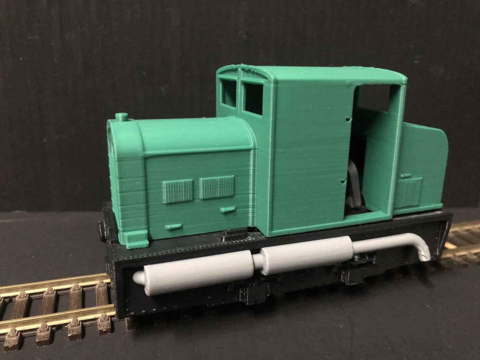 O-16.5 / NG7 narrow gauge Billard T75 diesel shunter body kit shown mounted on a compatible Smokey Joe 0-4-0 chassis