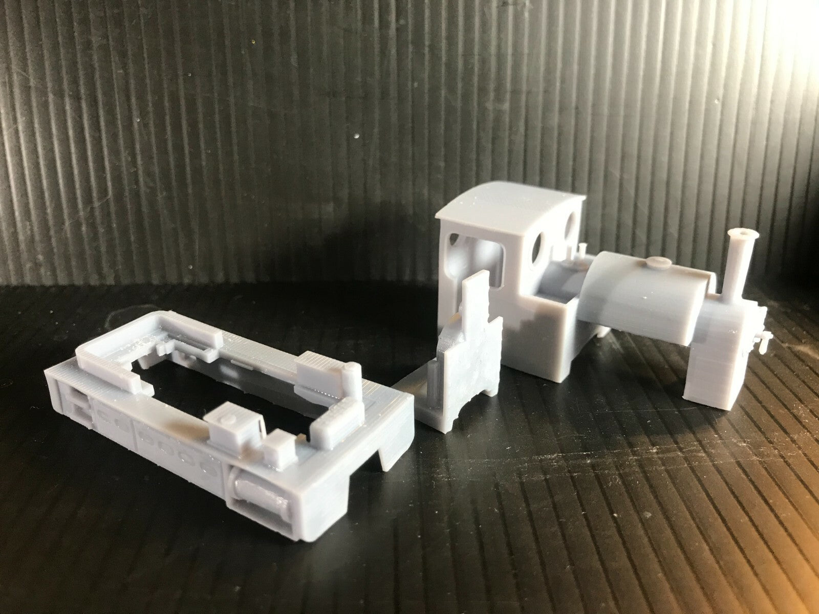 OO9 narrow gauge saddle tank steam locomotive body kit shown fitted to a Kato 11-109 motor bogie chassis