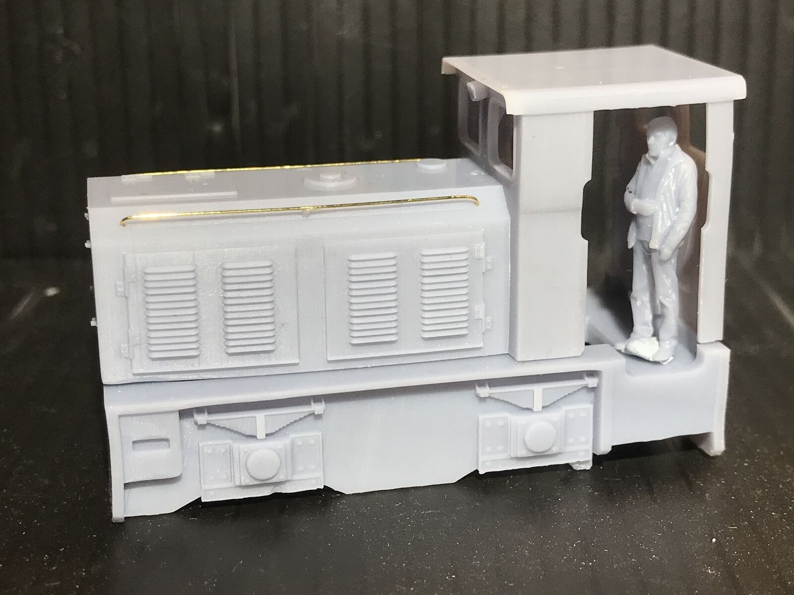 OO9 narrow gauge Diema DS60 style diesel shunter body kit shown fitted to a Kato 11-109 chassis with added detailing parts