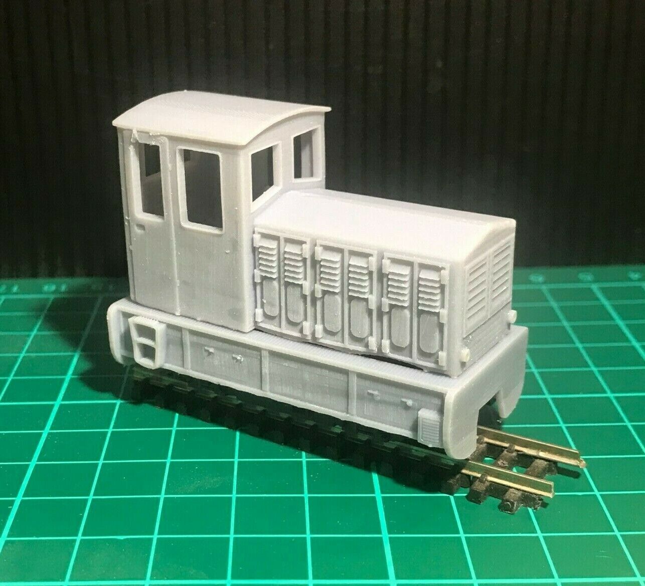 OO9 narrow gauge diesel shunter body kit designed to mount on a Kato 11-109 009 chassis