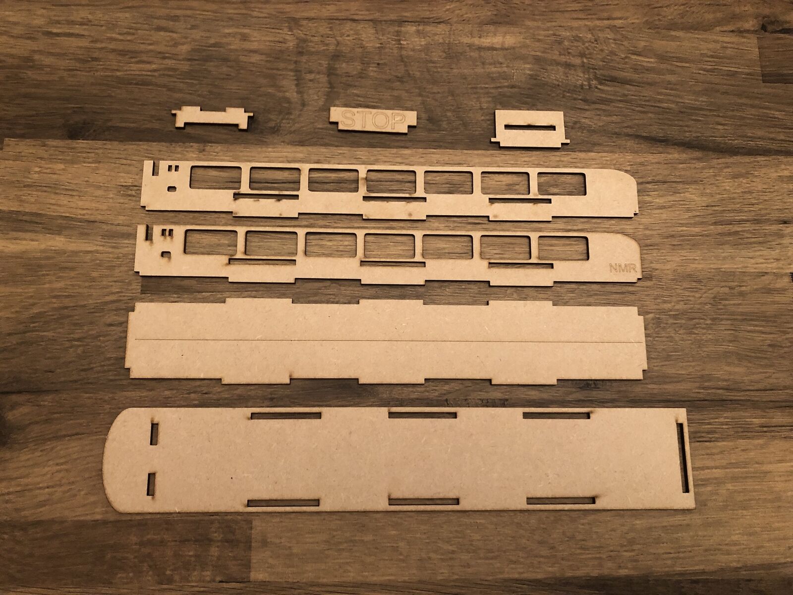 55cm shelf-mounted model railway diorama with optional fiddle stick and LED lighting, suitable for OO/HO scale layouts
