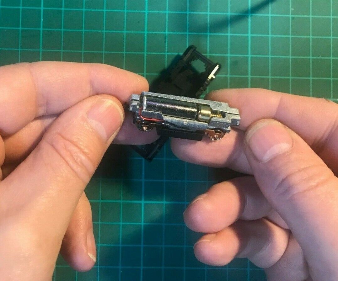 OO9 narrow gauge Commer van railcar kit body shown fitted to a shortened Kato 109 chassis for 4mm scale model railways