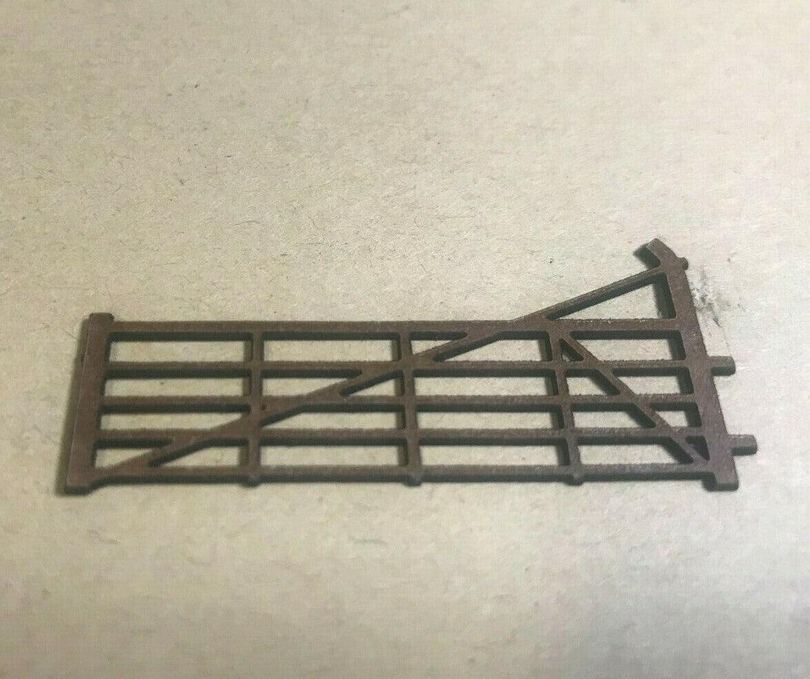 Sheet of six laser-cut rural farm gates and posts kit for OO, HO and OO9 1:76 scale model railway layouts