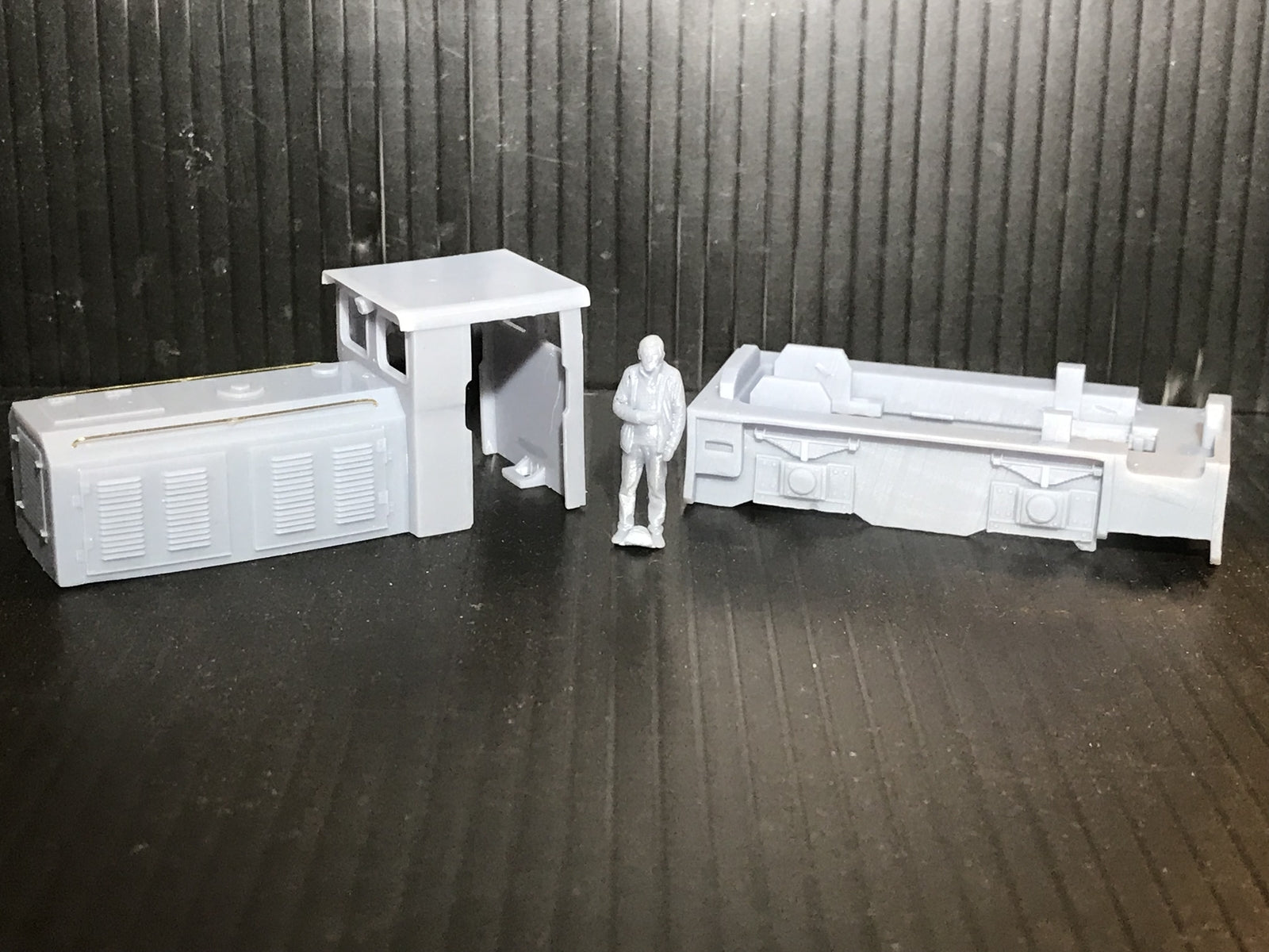 OO9 narrow gauge Diema DS60 style diesel shunter body kit shown fitted to a Kato 11-109 chassis with added detailing parts