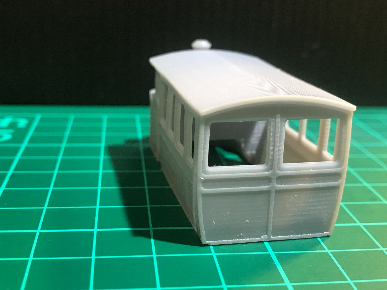 OO9 narrow gauge steam tram rail motor body kit shown mounted on a Kato 11-105 double bogie chassis