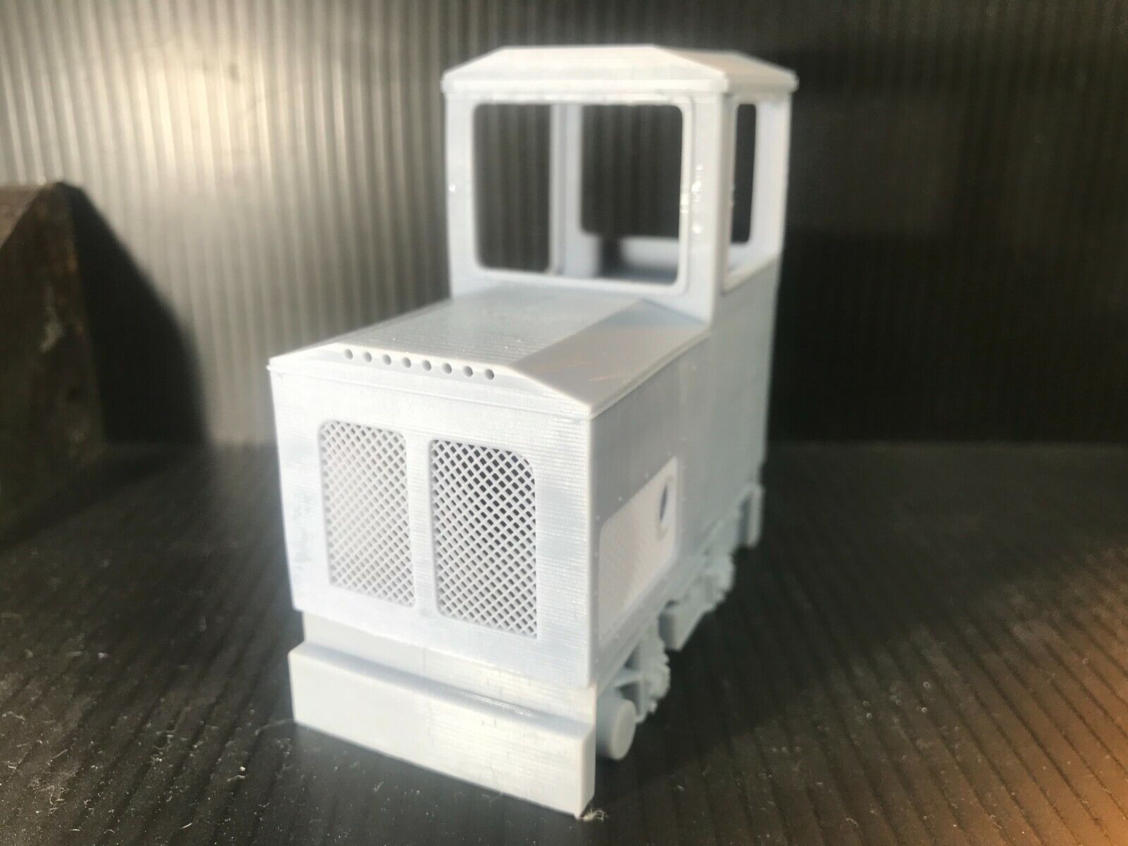 GN15 cabbed Lister-style diesel locomotive resin kit in G scale for 00 gauge track, designed to fit a Tenshodo motor bogie chassis