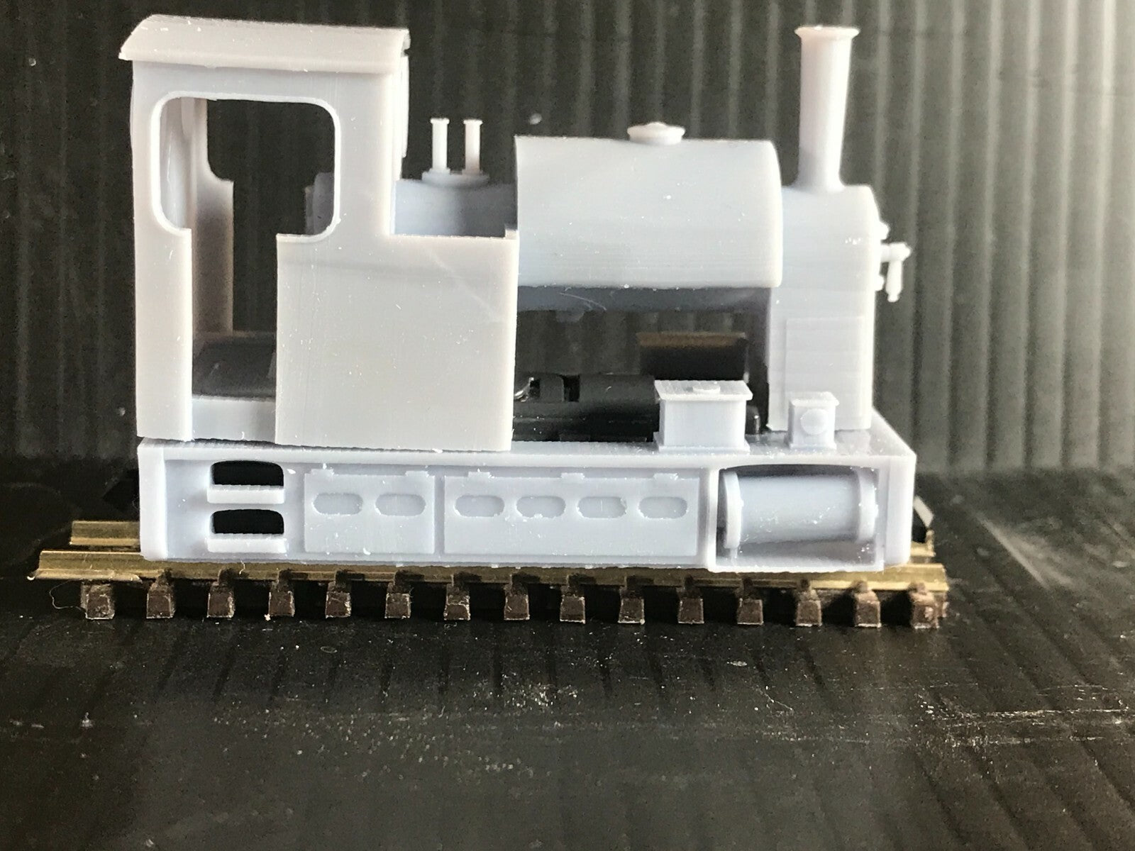 OO9 narrow gauge saddle tank steam locomotive body kit shown fitted to a Kato 11-109 motor bogie chassis