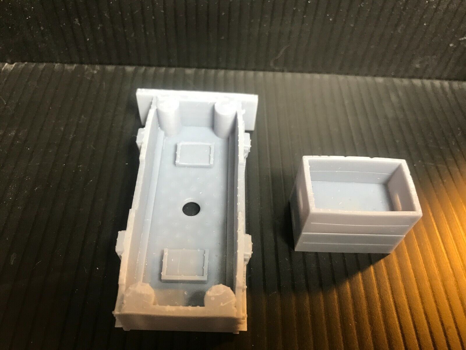 GN15 electric critter trolley kit in G scale for 00 gauge track, shown on a Tenshodo spud chassis with crate load detail