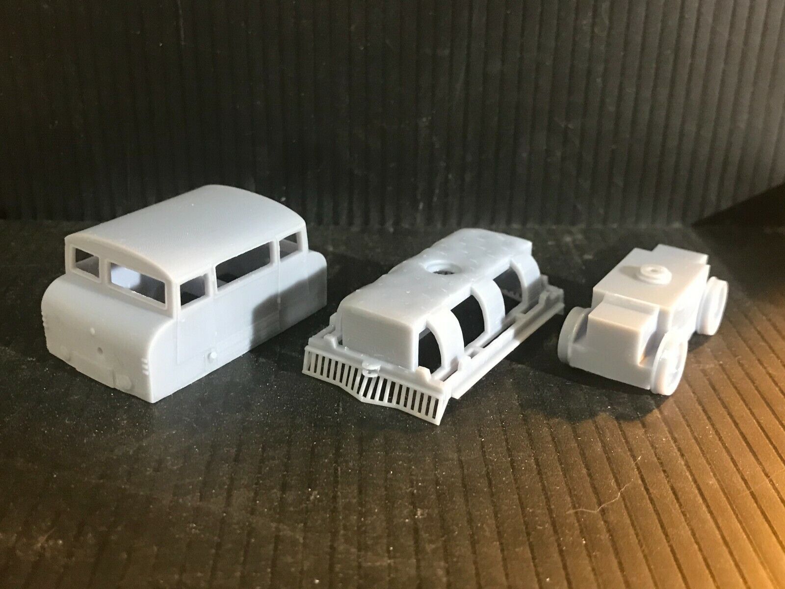 OO gauge Wickham Type 42 inspection car resin kit shown with optional static Tenshodo Spud-compatible chassis for model railways