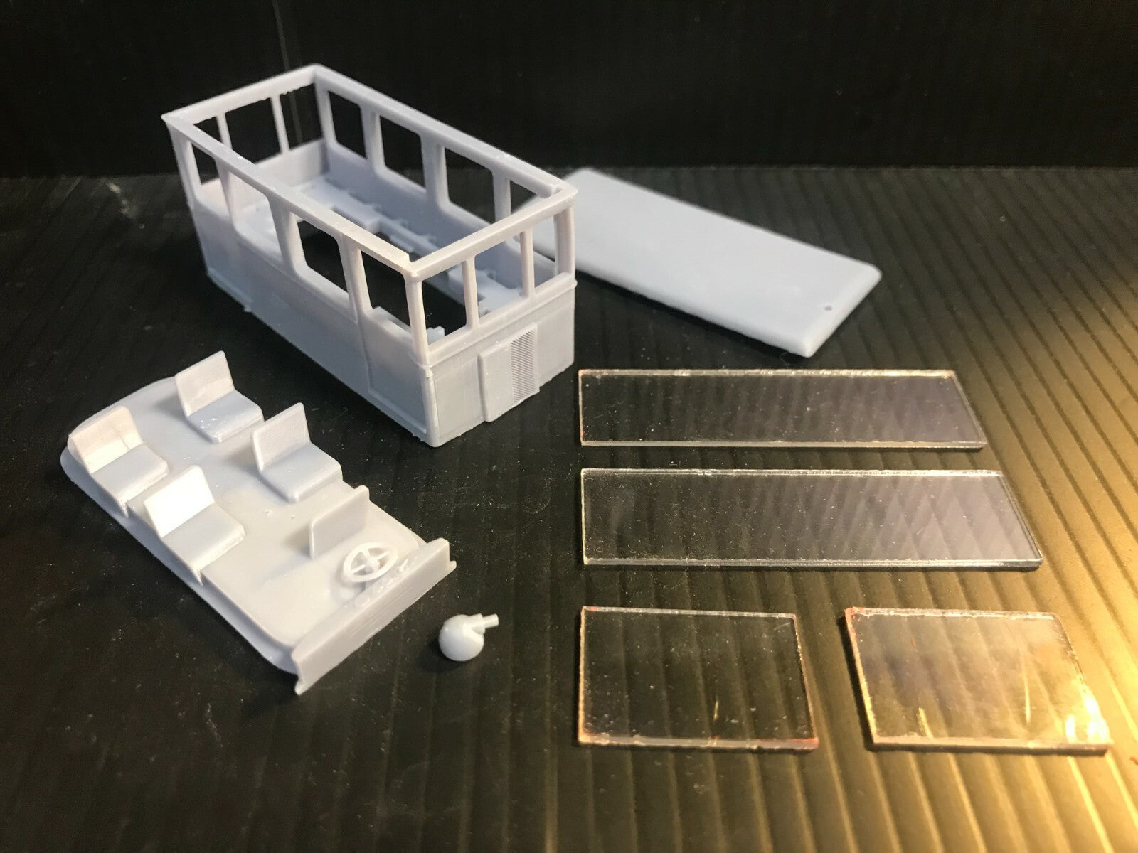 OO9 narrow gauge French Drasine railcar body kit shown fitted to a Kato 11-109 chassis for model railway layouts