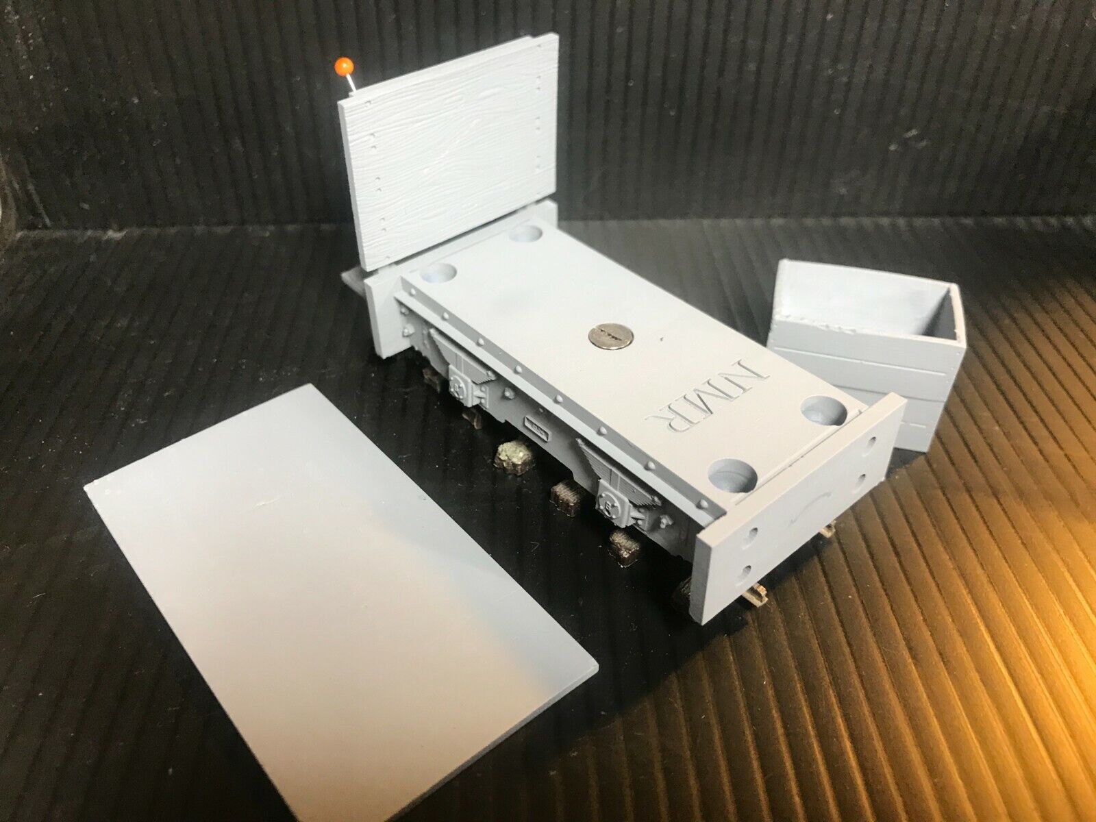 GN15 electric critter trolley kit for G scale on 00 gauge track, shown on a Tenshodo motor bogie chassis with resin parts