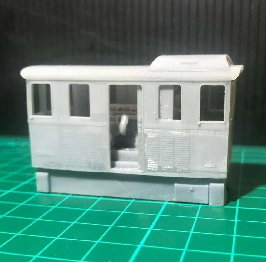 OO9 narrow gauge French-style diesel loco-tracteur body kit for mounting on a Kato 11-109 chassis, shown as an unpainted model