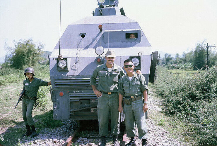 OO9 narrow gauge Wickham Type 42 armoured train kit for Vietnam era, designed to fit a Kato 109 motor bogie chassis