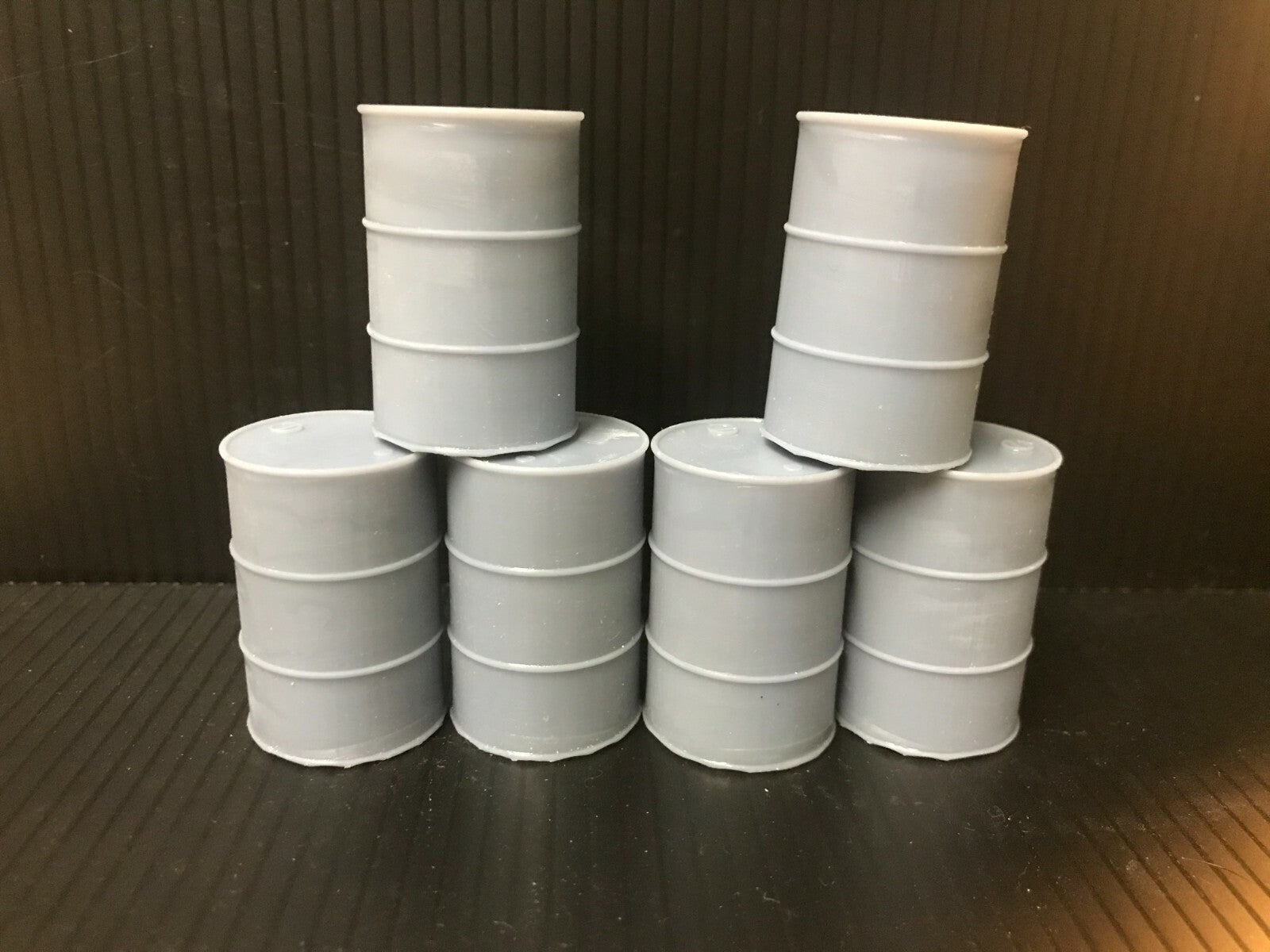 G-scale model railway scenery set of six oil drums, also suitable for GN15 industrial or workshop layouts