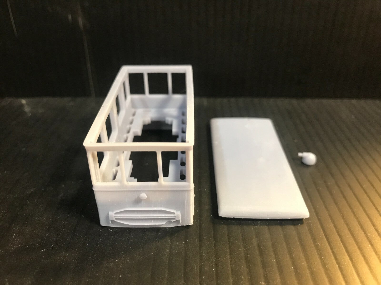 Unpainted OO9 narrow gauge French Drasine railcar body kit designed to fit a KATO 11-109 coreless chassis